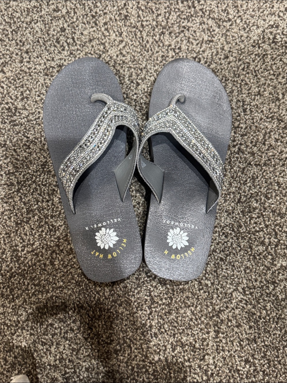 Yellow Box Gray Rhinestone Thong Sandals